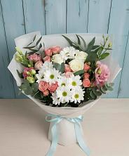 Букет цветов из:  Розы, Лизиантусы и Хризантемы в Гвазде