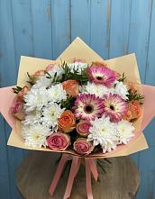 Букет цветов из:  Розы, Герберы и Хризантемы в Гвазде