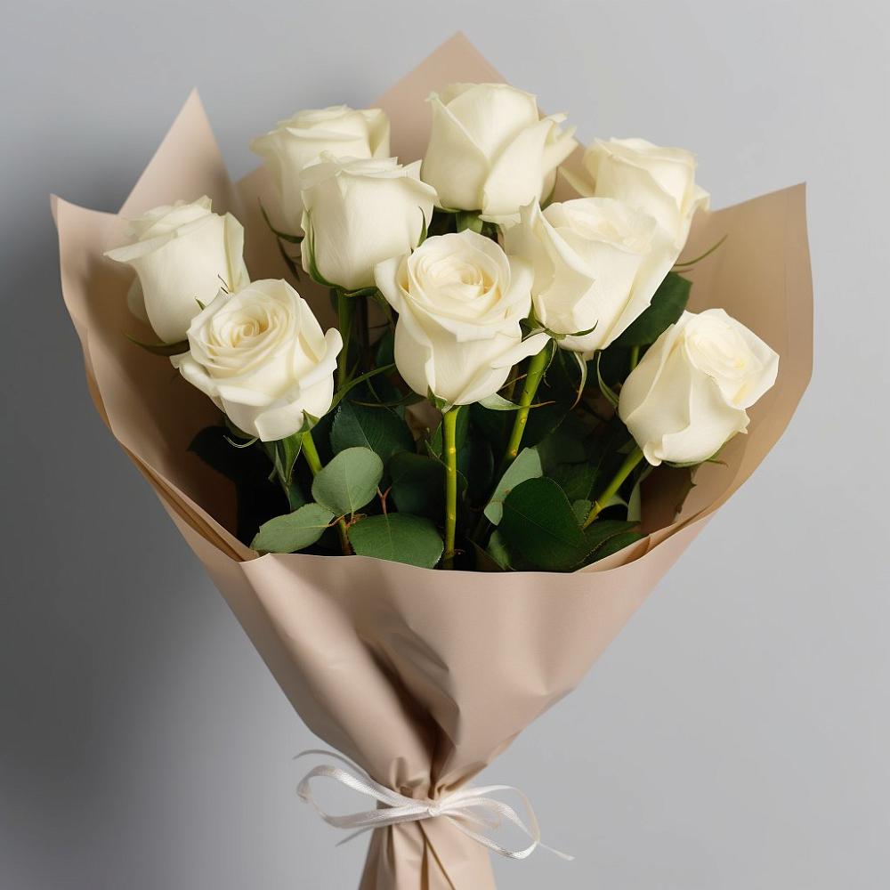 Букет 9 Белых роз Эдлесс Лав в Гвазде