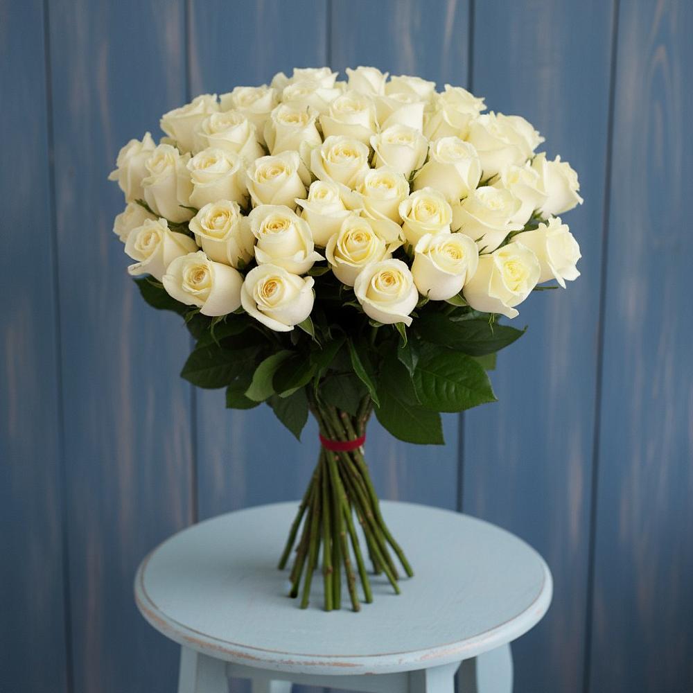 Букет 51 Белая роза Эдлесс Лав в Гвазде
