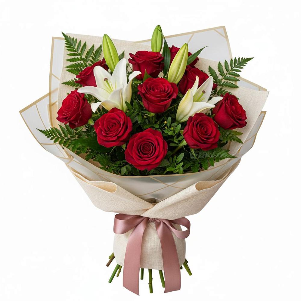 Букет цветов из: Лилии и Розы в Гвазде