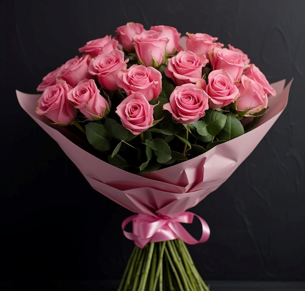 Букет 25 розовых роз в Гвазде