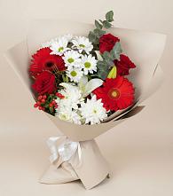 Букет цветов из:  Розы, Хризантемы, Герберы и Лилии в Гвазде
