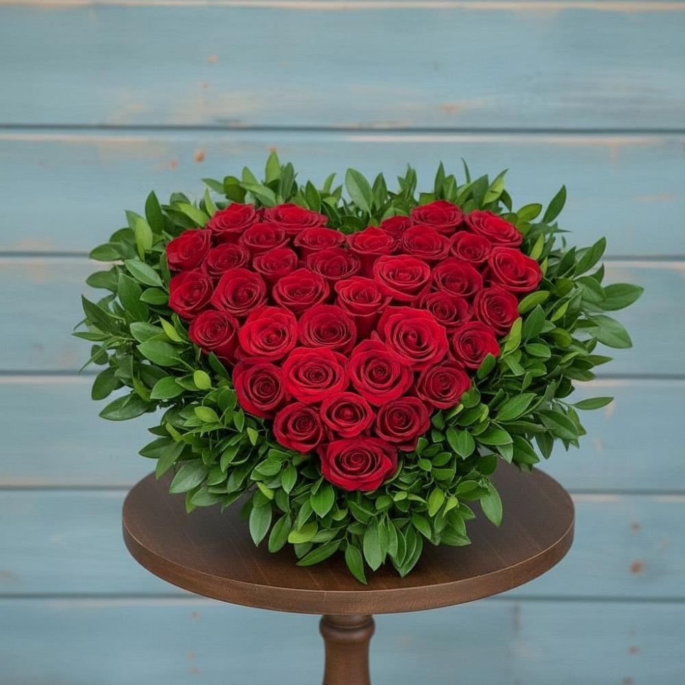 Цветочная композиция из Розы в виде сердца в Гвазде