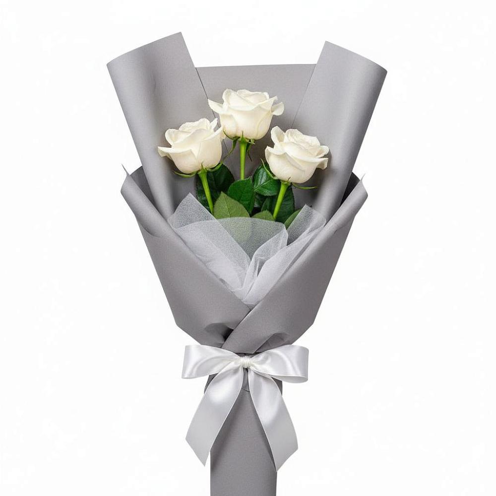 Букет 3 белые розы в Гвазде