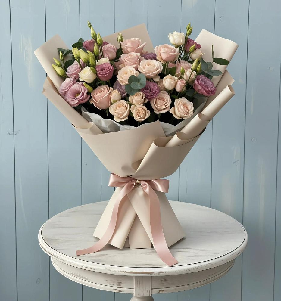 Букет цветов из: Розы и Лизиантусы в Гвазде