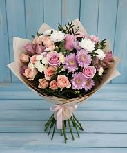 Букет цветов из:  Хризантемы, Розы и Альстромерии в Гвазде